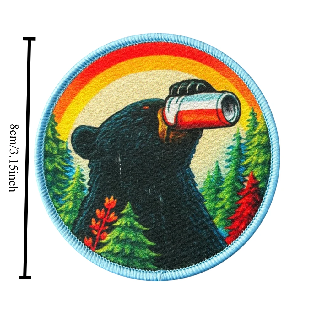 Parche Divertido de Oso Bebiendo Cerveza, Recuerdo para Campamento, Senderismo, Insignias de Moral para Chaquetas, Mochilas, Apliques de Parques Nacionales - imagen 2