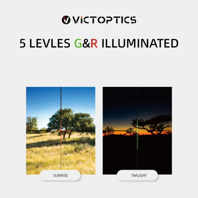 VictOptics SOI LVPO SFP Mira Telescópica 25,4 mm 5 G&R con Retícula Iluminada, Campo de Visión Amplio, Ligera para Caza y Airsoft - imagen 4