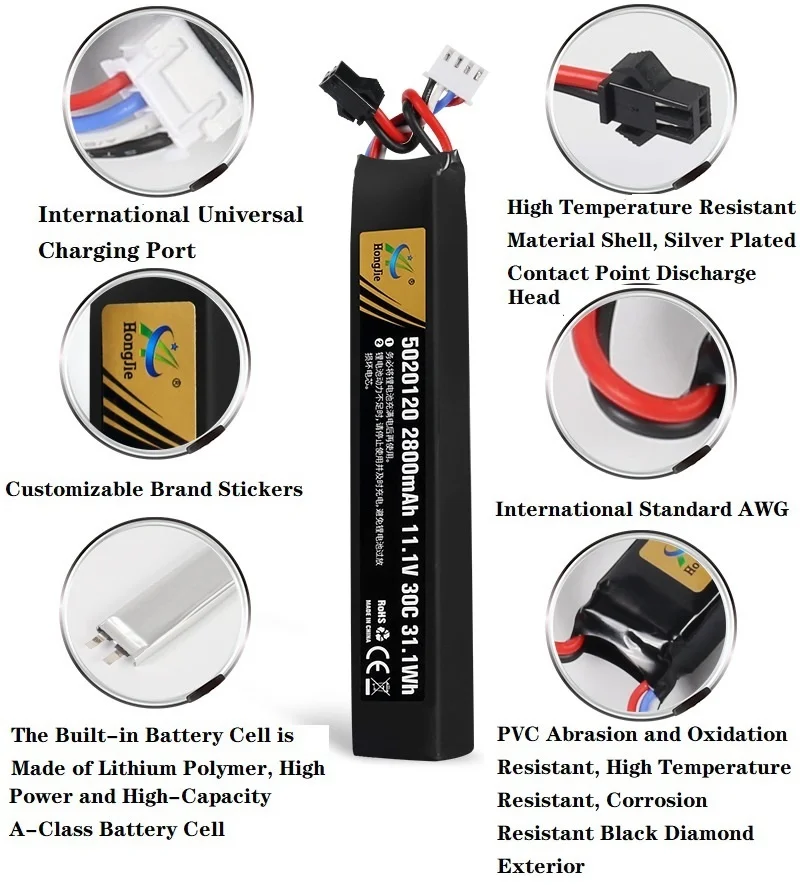 Pistola de agua RC Original Airsoft LiPo batería 11,1 V 3S 2800mAh 30C 5020120   Para Airsoft BB pistola de aire juguetes eléctricos piezas de pistolas - imagen 3