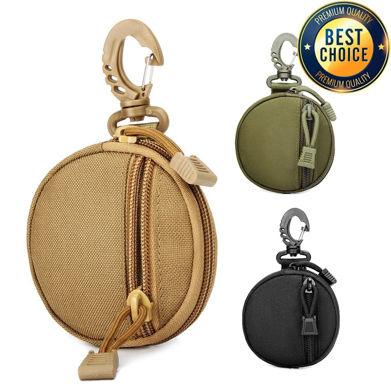 Monedero informal para hombre 1000D, Mini monedero portátil para dinero, soporte para llaves, riñonera, estuche pequeño redondo con cremallera - imagen 3