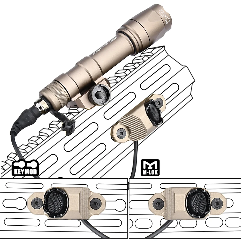 Surefir-Lámpara exploradora Airsoft M300 M600, interruptor de botón Mod remoto, potente linterna táctica para caza AR15, CS, juego de guerra, riel de 20mm - imagen 3