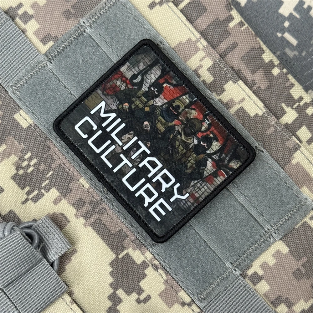 Parche táctico de moral MLITARY CULTURE, cuatro soldados tácticos, pegatina para brazalete con gancho y bucle impreso para mochila o ropa
