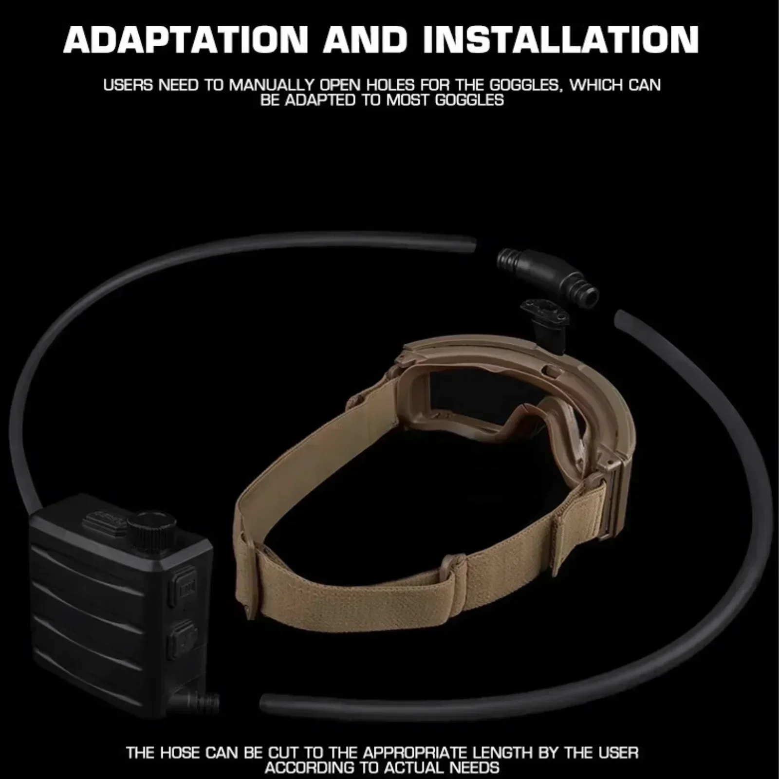 Desempañador de gafas tácticas con velocidad de viento ajustable, ventilador desempañante inalámbrico, bomba antiniebla para gafas de seguridad Airsoft - imagen 4