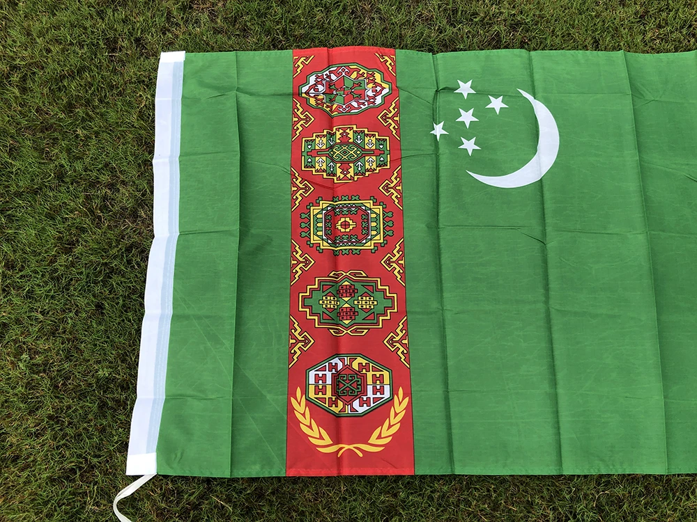 BANDERA DE SKY Bandera nacional de Turmenistán 90x150cm 3x5 pies Banner colgante de poliéster de Turmenistán decoración publicitaria al aire libre - imagen 3