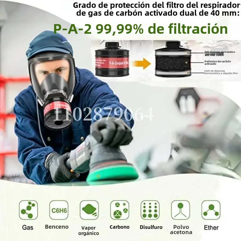 Máscara de Gas ácido/orgánico/Ammonia 6800 máscara facial completa respirador pintura pesticida químico laboratorio antipolvo filtros multifunción - imagen 5