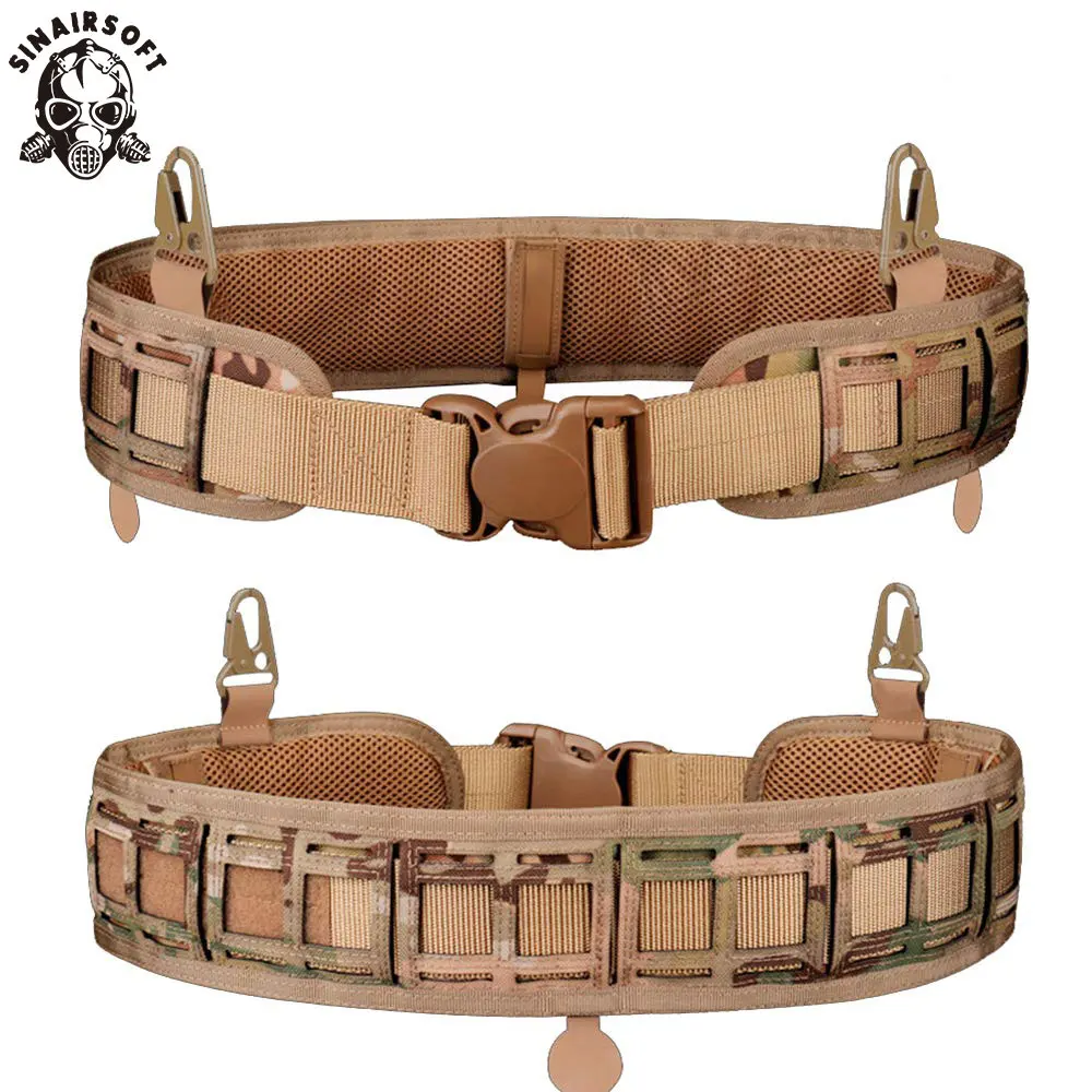 SINAIRSOFT-Cinturón táctico de nailon 1000D para caza, cinturón de entrenamiento ajustable impermeable, soporte Molle, sistema para acampar