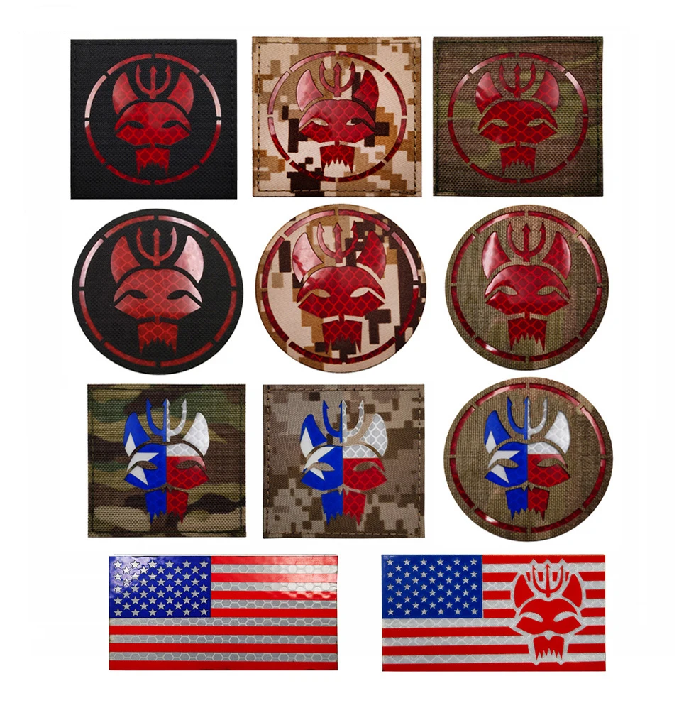 Brazalete táctico reflectante IR, Tridente, cabeza de gato, CP, Camuflaje al aire libre, moral, gancho y bucle, mochila, parche personalizado, gran oferta - imagen 3