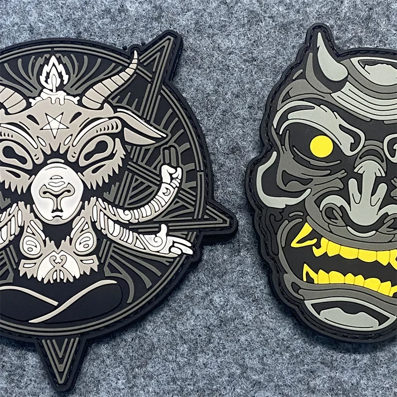 Bafant parche de cabeza de oveja de PVC 3D, insignia de moral, máscara de fantasma malvado, insignia de moral táctica, gancho y lazo, parches de mochila para ropa - imagen 4