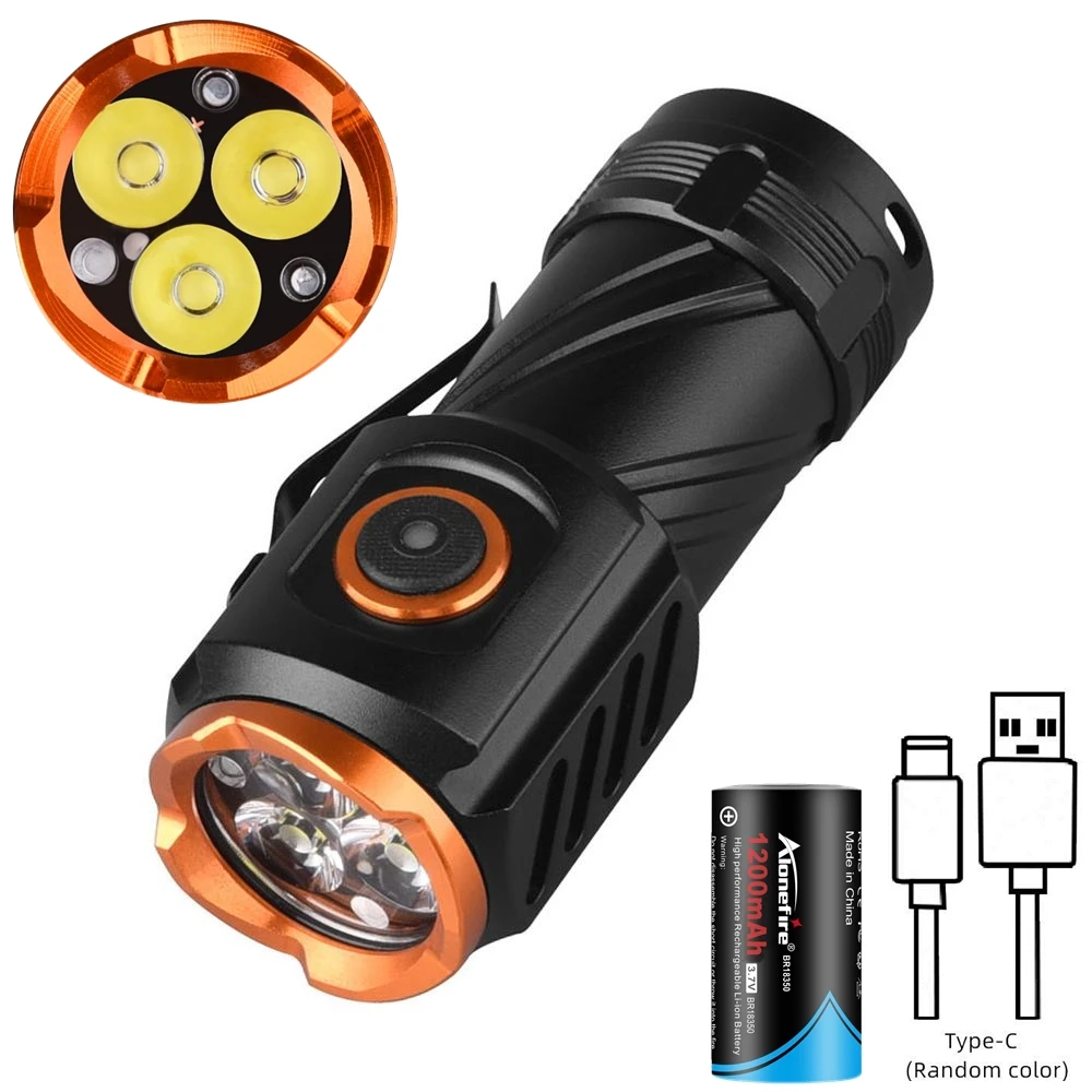 Mini linterna EDC 3x Led de alta potencia recargable por USB 18350 mochila portátil antorcha de bolsillo caminata al aire libre Camping lámpara de trabajo en casa - imagen 3
