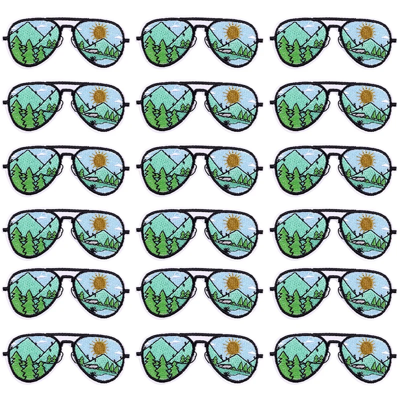 Parches bordados de paisaje de olas para ropa, parches termoadhesivos para ropa, Parche de naturaleza, bucle de gancho, 10 piezas por lote - imagen 4