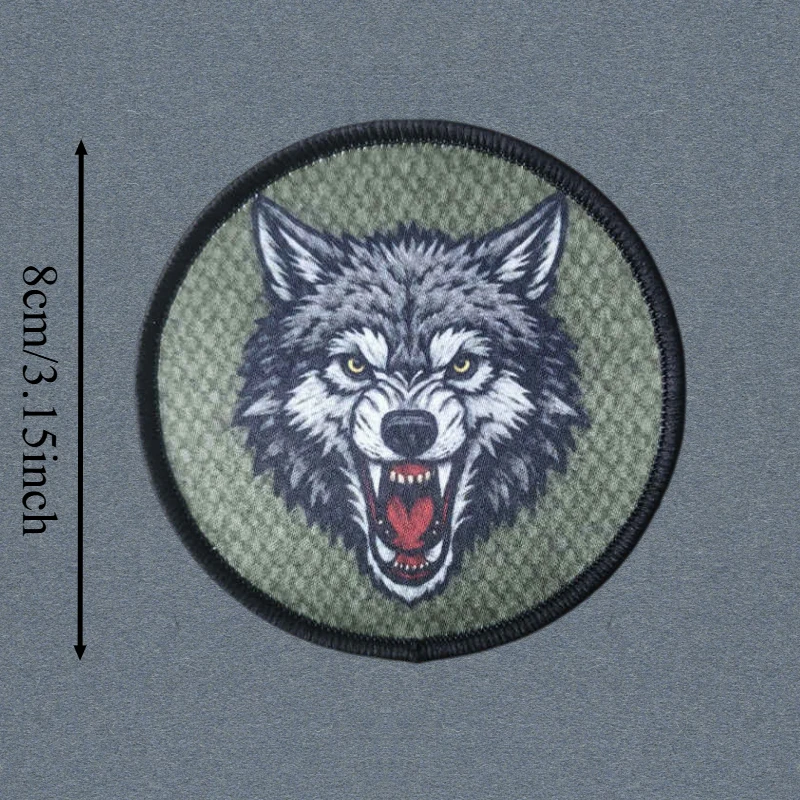 Parche con estampado de cabeza de lobo militar, parches tácticos de gancho y bucle para ropa, mochila, insignia decorativa de moral, pegatinas, accesorios - imagen 3