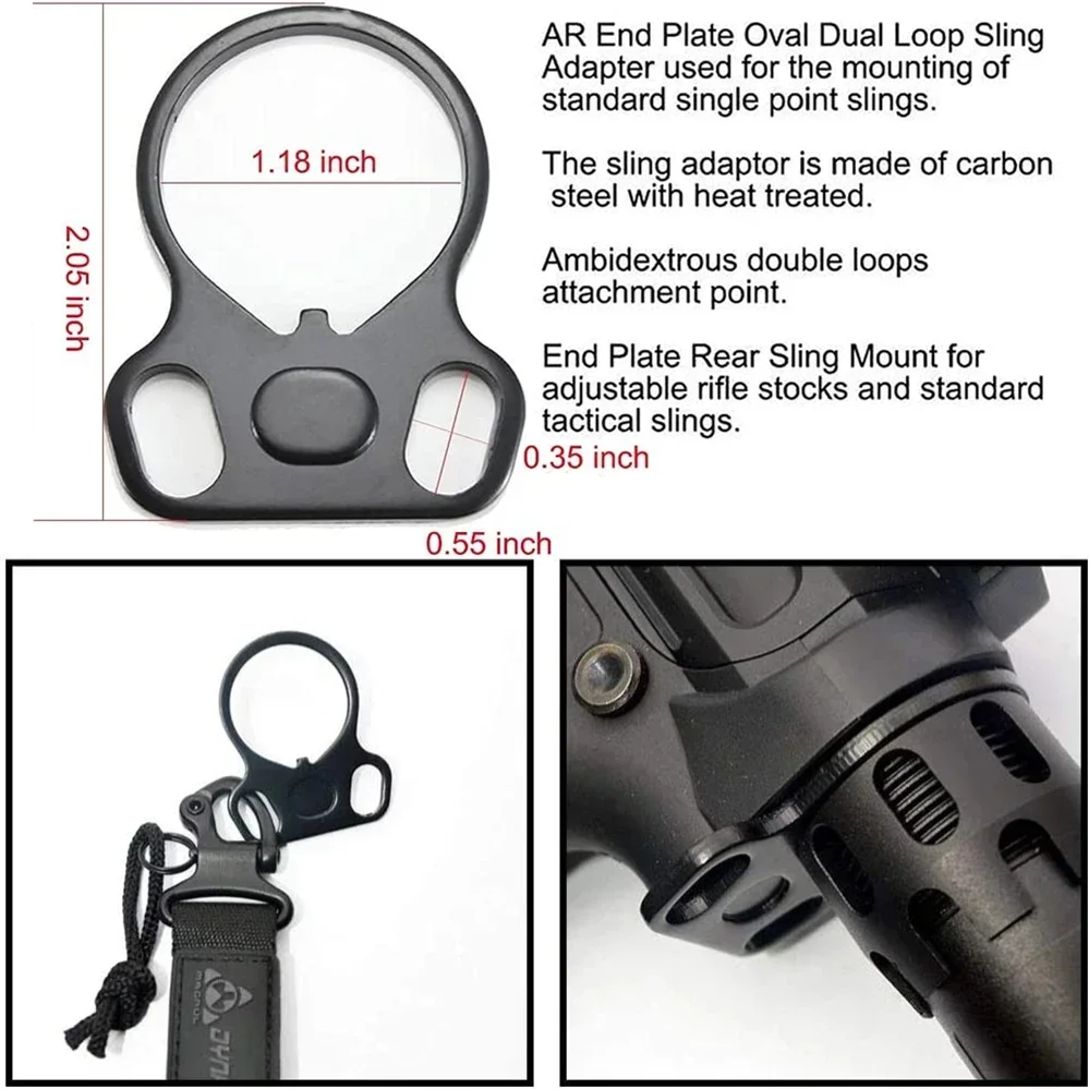 Adaptador de eslinga de placa final de Rifle, doble bucle, soporte de eslinga de un solo punto para AR-15 M4, accesorios para pistola de caza - imagen 2