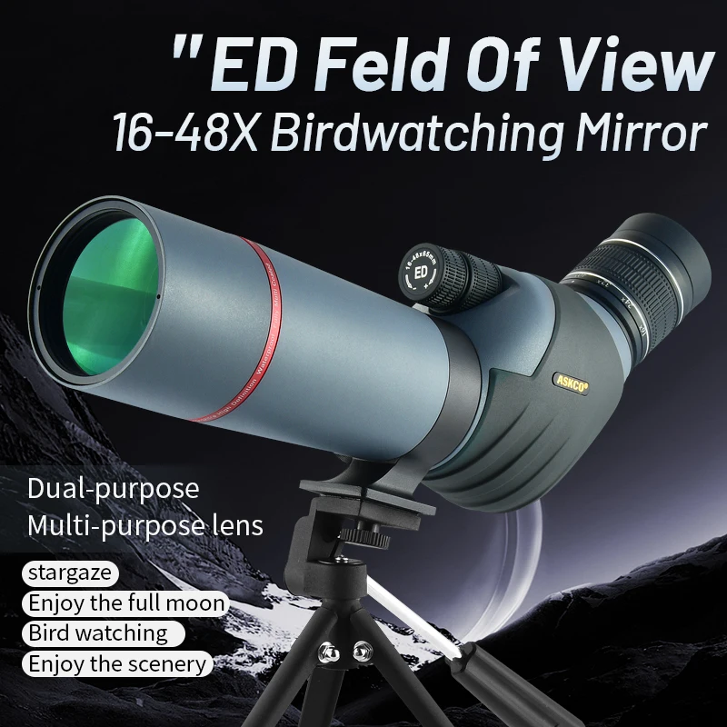 Miras de detección ED mejoradas con trípode, bolsa de transporte, BAK4, alta definición, impermeable, para observación de aves, 16-48X65 - imagen 2