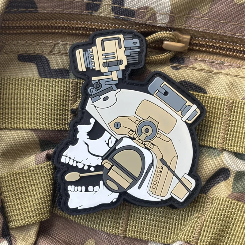 Parche táctico de PVC 3D "dispositivo de visión nocturna de calavera", insignia de moral militar, parches de gancho, ropa, mochila, pegatinas, brazalete - imagen 3