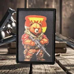 Parche impreso de moral de oso automático, insignia militar táctica divertida, brazalete, gancho y bucle, pegatinas para mochila