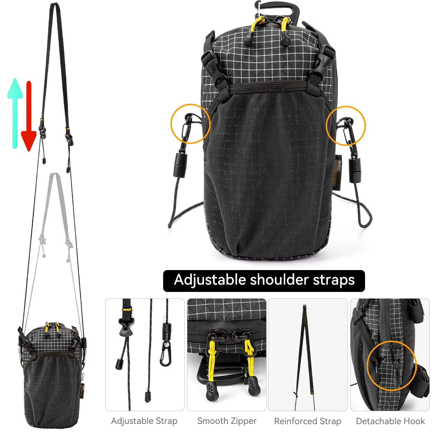 Mochila con correa para el hombro, paquete de correa para teléfono inteligente, mochila impermeable con correa, bolsa de fijación de bolsillo, bolso cruzado pequeño para caminantes - imagen 4