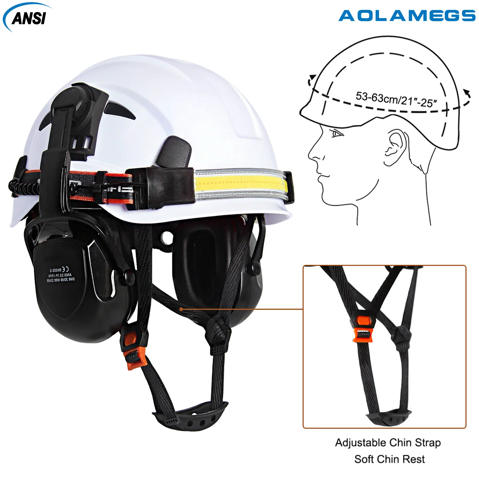 Gorro de seguridad para construcción CE con faro Led y orejeras, casco duro transpirable, casco ABS de trabajo, protección para la cabeza de rescate en ciclismo - imagen 5