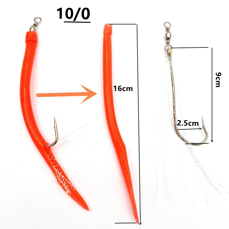 5 uds * CodfishFishing Anguila tubo Jig cebo vástago offset gancho de pulpo con púas hilo giratorio pluma Sabiki aparejo pesca en el mar - imagen 4