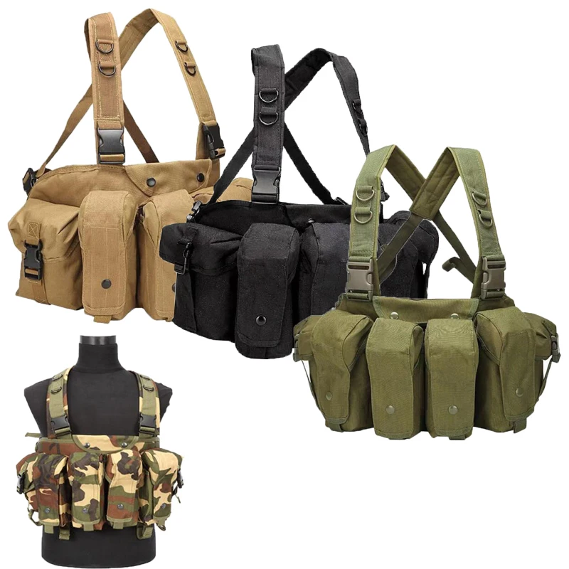 Woodland AK Chest Rig chaleco Molle táctico militar ejército 47 bolsa de revista para al aire libre CS Airsoft Paintball caza tiro chaleco - imagen 4