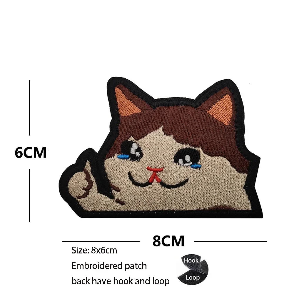 Insignia MEOWDY de gato creativo personalizado en el sombrero, pegatinas de tela bordadas de gato superior, brazalete, mochila, parches de bucle de gancho - imagen 4