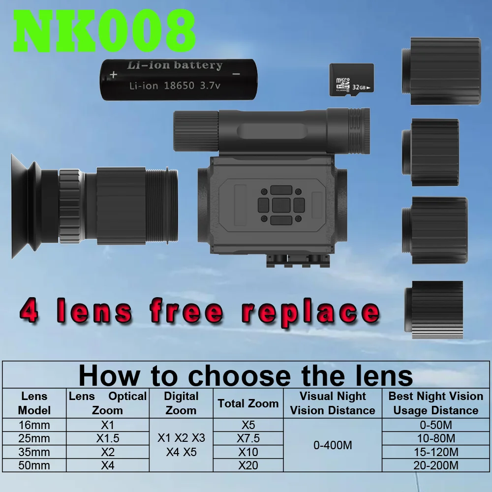 Monocular láser IR infrarrojo visión nocturna baja luz y batería