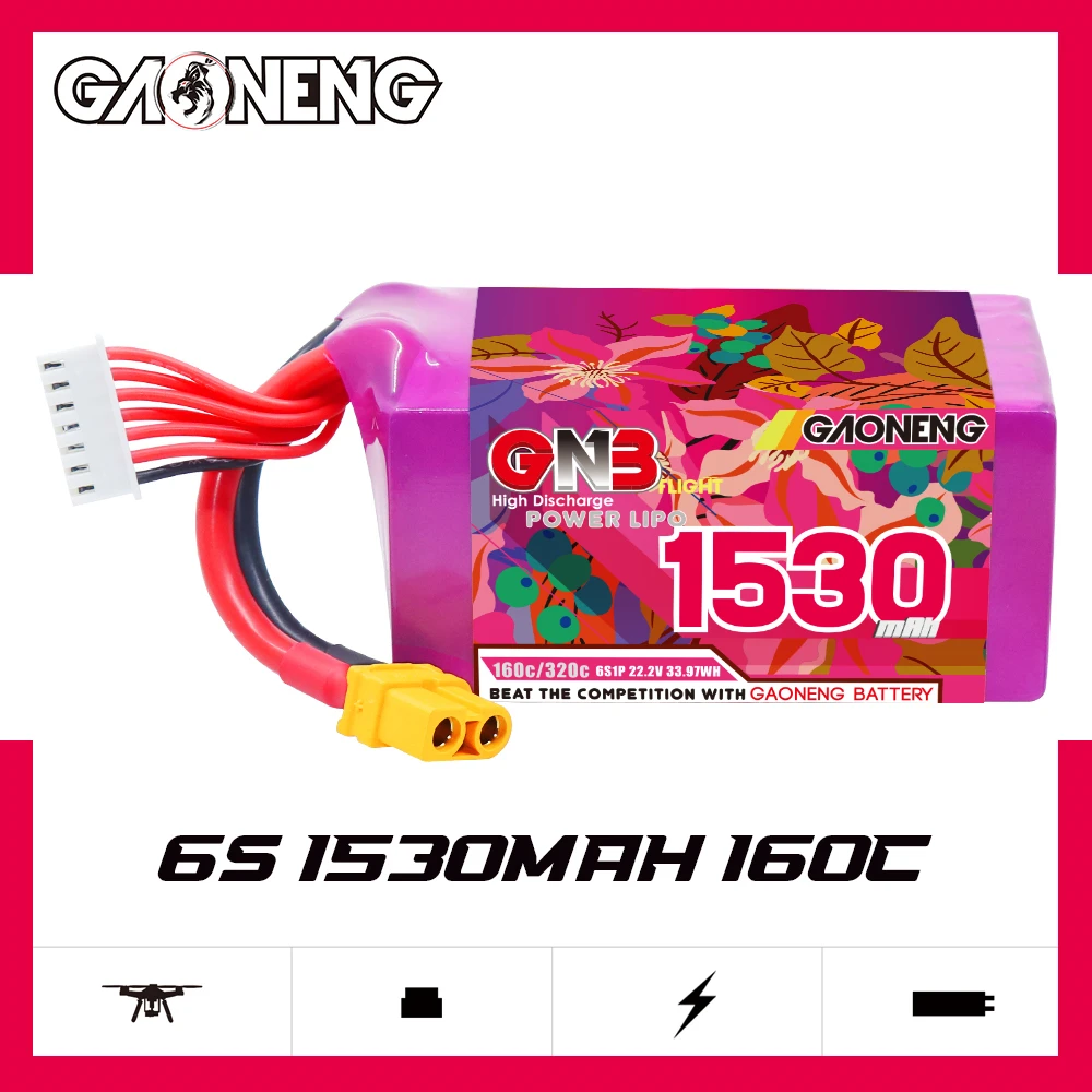 Batería Lipo GNB 6S 22,2 V 1530mAh 160C/320C para Dron RC FPV Quadcopter helicóptero RC coche barco piezas 22,2 V batería recargable - imagen 2