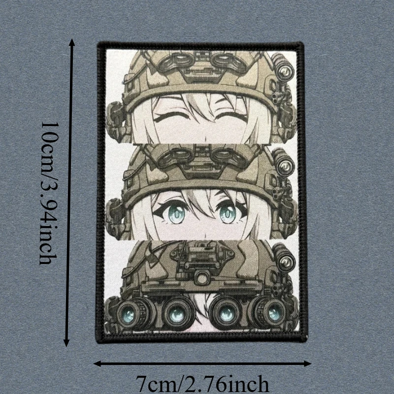 Parche con estampado de ojos de Chica de Anime, chaleco táctico, insignia de moral con gancho y bucle, pegatinas decorativas para mochila, parches para brazalete para ropa - imagen 3