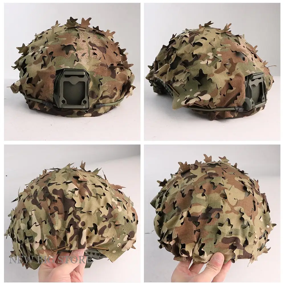 Cubierta táctica para casco, malla transpirable, árbol de camuflaje de jungla 3D, disfraz de hoja biomimética, cubierta para casco rápido - imagen 5