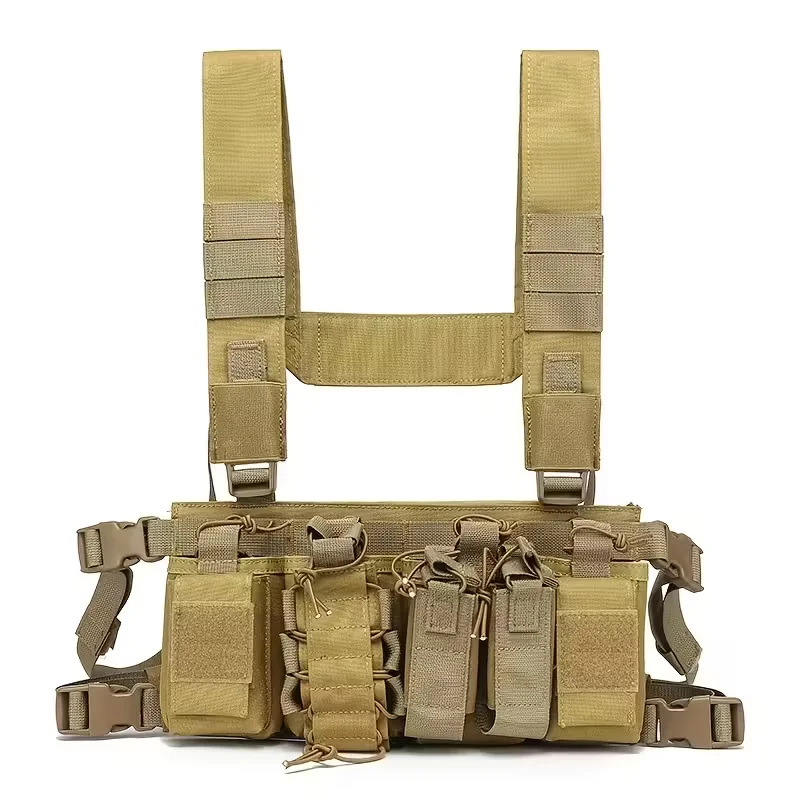Chaleco táctico de caza D3 para exteriores, aparejo de pecho Molle, bolsa abierta para revistas, chalecos portadores con correa para el hombro, equipo de Paintball - imagen 4