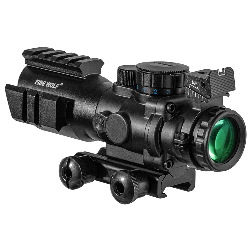 Mira telescópica de punto rojo 4x32, riel superior de 20mm, óptica de cola de milano, mira táctica para pistola de caza, Rifle, lupa Airsoft - imagen 4