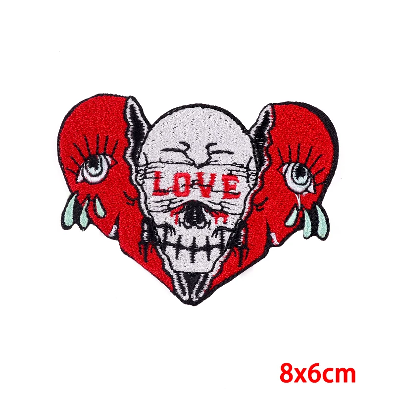 Prajna-Parche de calavera Punk, parches bordados de llama de mariposa para ropa, parches termoadhesivos en pegatinas para ropa, 10 unids/lote - imagen 4