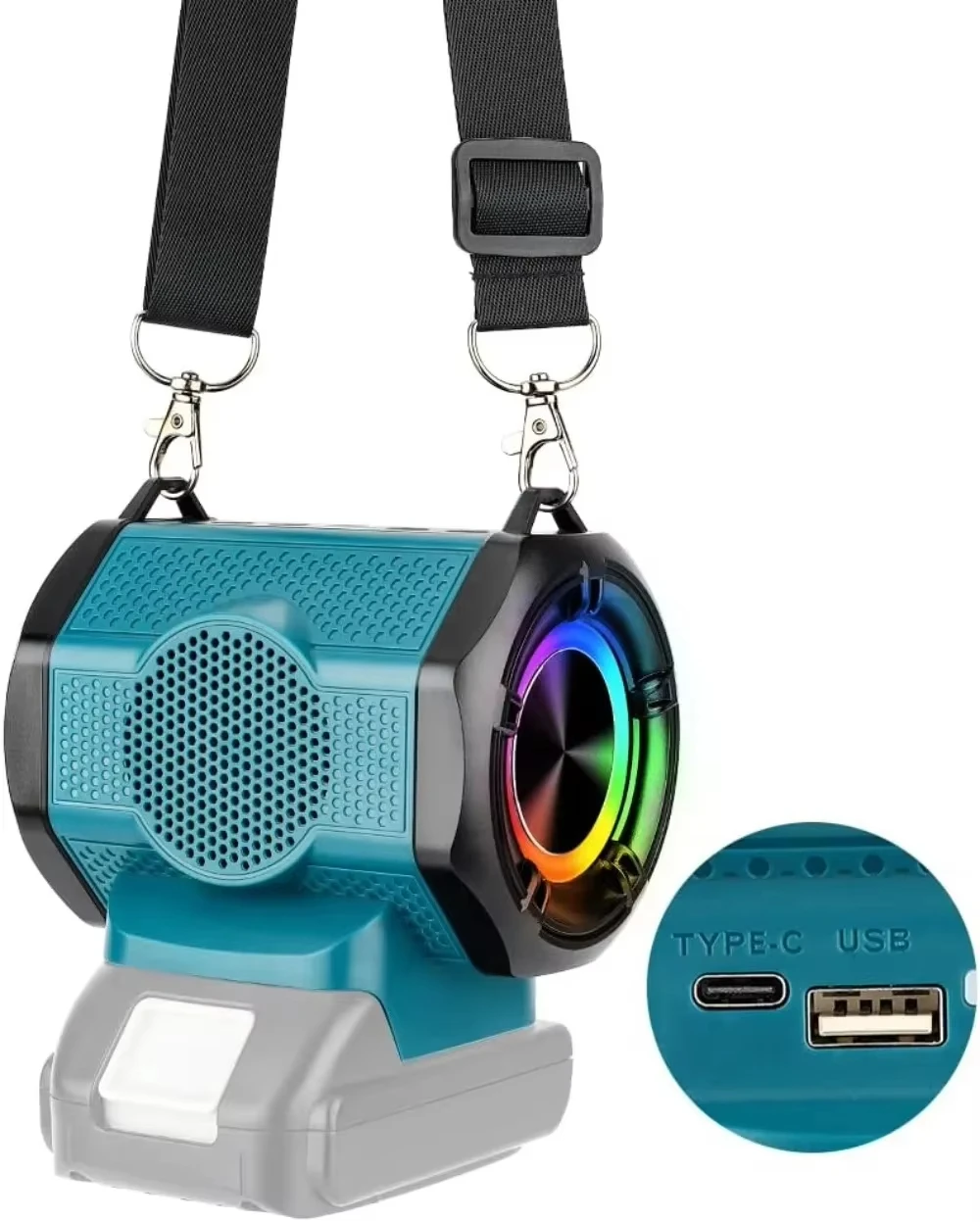 Altavoz Bluetooth para batería de iones de litio Makita de 18V con puerto USB tipo C altavoz pequeño inalámbrico para trabajos, hogar y fiestas - imagen 3