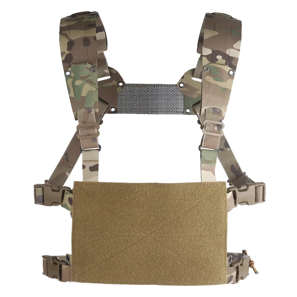 Plataforma de pecho MOLLE estilo Ferro Mini V2 tipo H, aparejo de pecho ligero, chaleco táctico, portador de placa de entrenamiento de asalto, aletas delanteras, adaptador - imagen 3