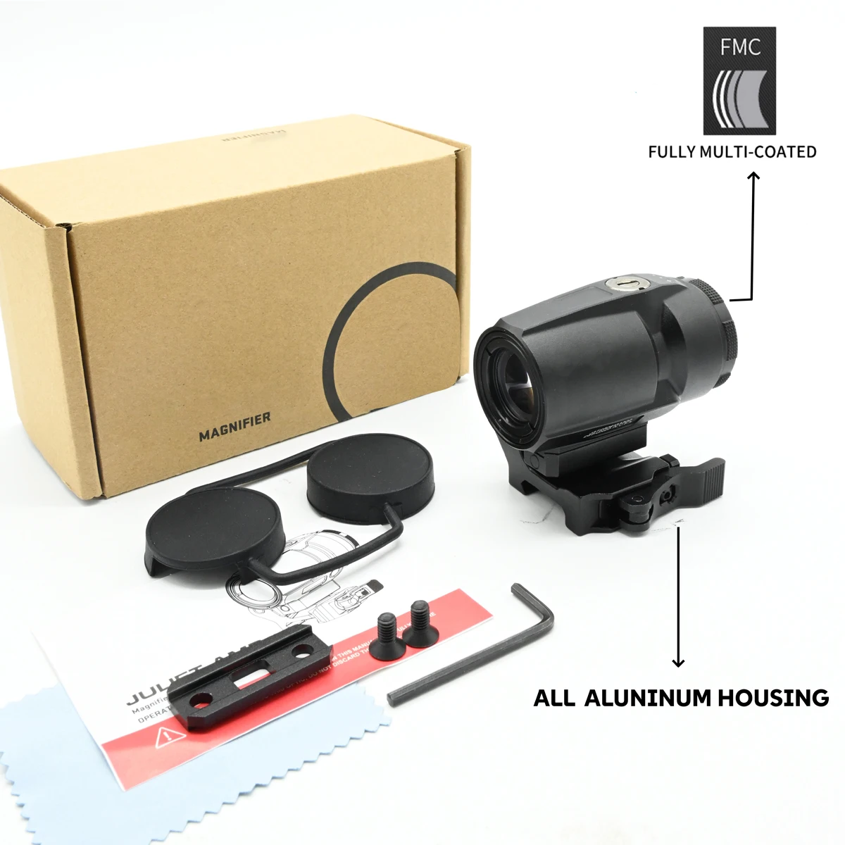 Mira de aumento 3T-AM 3X, película verde de alta definición, vidrio cero ajustable, riel de 20mm, alcance táctico de caza de liberación rápida - imagen 2
