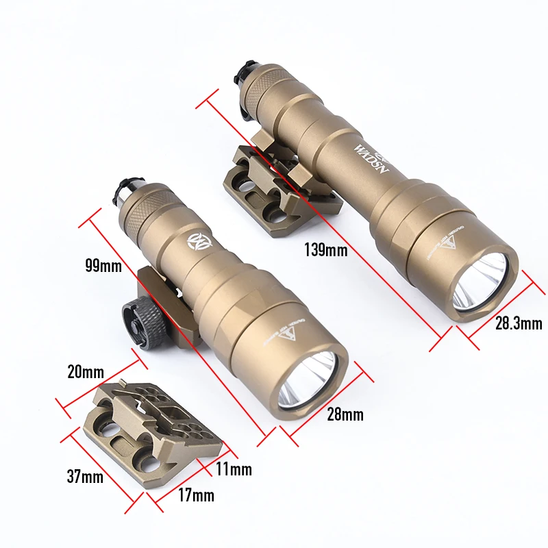 WADSN-linterna M300 M600 Sureifr M300C M600U para arma de caza Airsoft, luz de explorador, Base de Metal de 45 ° para MLOK Keymod 20MM Picatinny - imagen 2