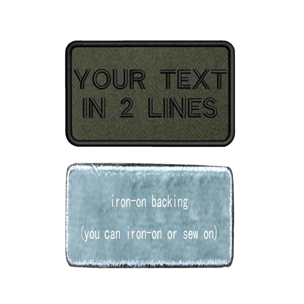 Parche bordado con nombre personalizado, insignia de rayas, hierro, fondo verde militar, 8x5cm - imagen 4