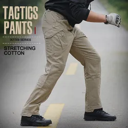 IX9 Pantalones tácticos cargo de algodón con bolsillos múltiples