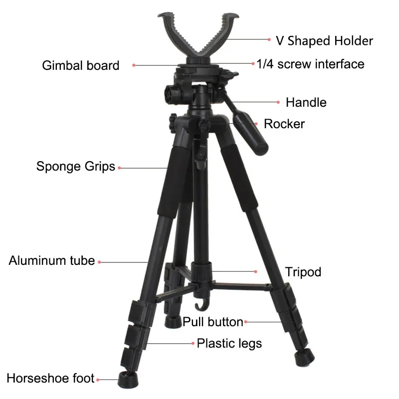 Equipo de caza de 1,5 m/1,8 m, soporte para trípode, portátil, ajustable, para observación de aves al aire libre, fotografía, soporte en V - imagen 3