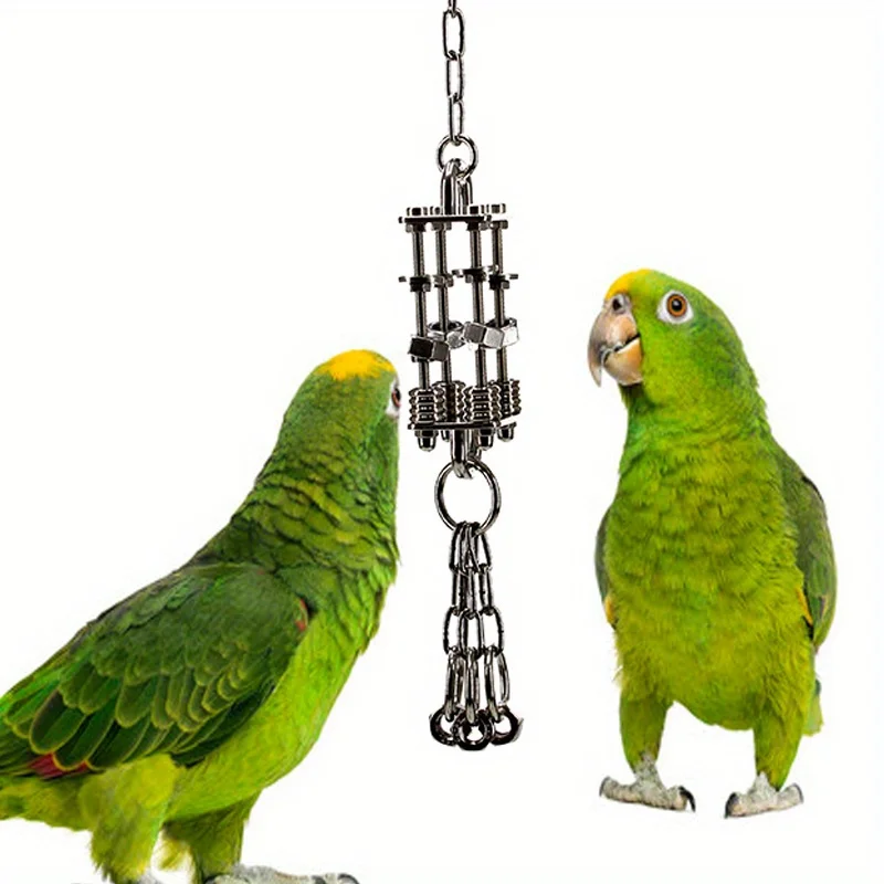 Juguete de campana de acero inoxidable, resistente, indestructible, duradero, juguete para masticar pájaros de Metal, jaula colgante, accesorio para loros, grises africanos más - imagen 3