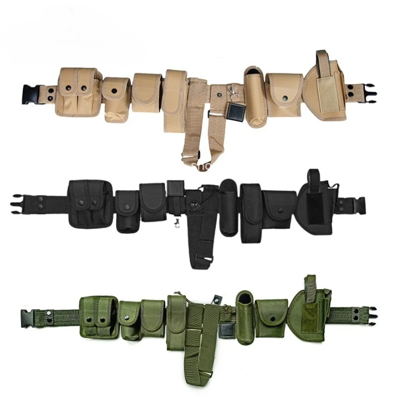 Protector de seguridad táctico multifuncional 10 en 1, cinturón de trabajo, funda para pistola, juego de bolsa para revistas, Kit de utilidad, cinturón, suministros de policía militar