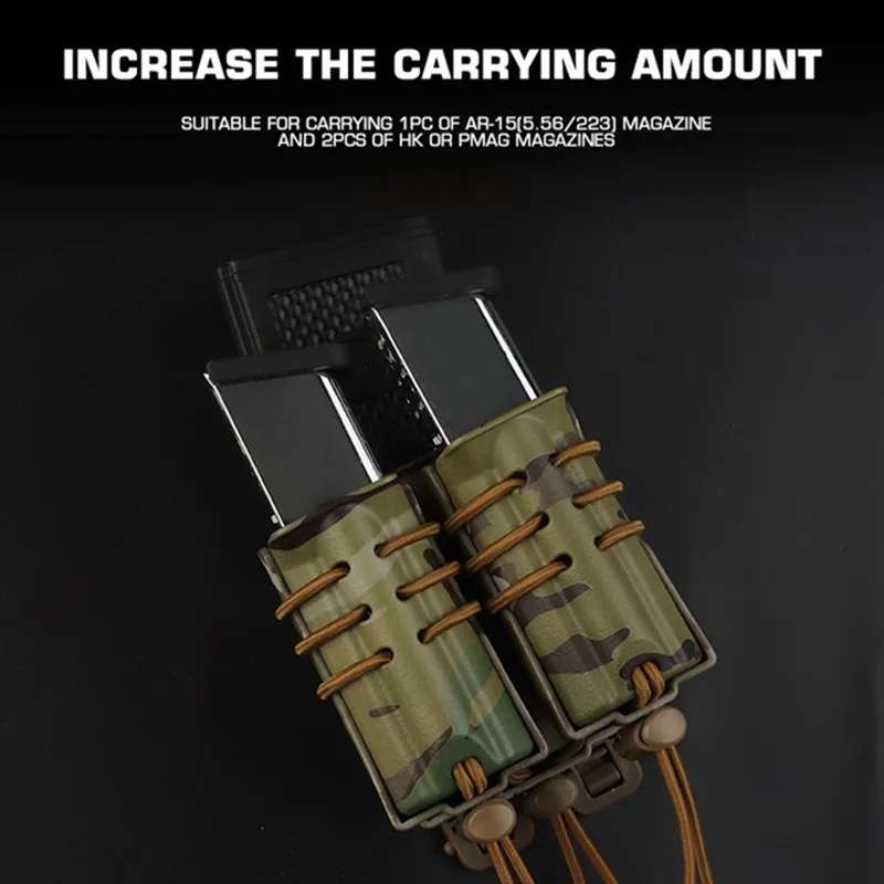 Bolsa Mag de 5,56mm + doble 9mm/45APC, bolsas para revistas de pistola, soporte para cinturón táctico MOLLE para revista M4 M16 AK AR Glock M1911 92F - imagen 4