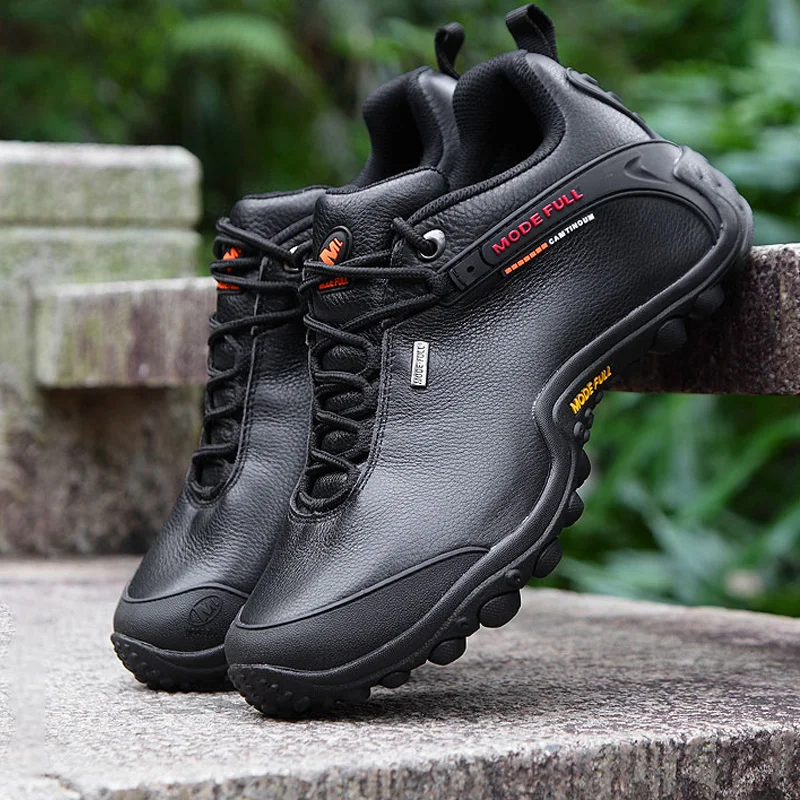 Zapatos de senderismo de cuero de vaca para hombre, botas de caza para mujer, zapatos de nieve impermeables para exteriores, zapatillas para caminar en montaña y escalar - imagen 3