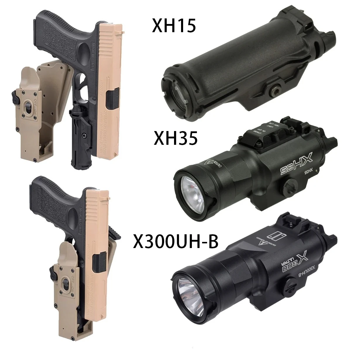 Funda Universal G17 para armas, luz para pistola Surefire XH15 XH35 X300UH-B, fundas para pistola, adaptador de pistola móvil - imagen 5