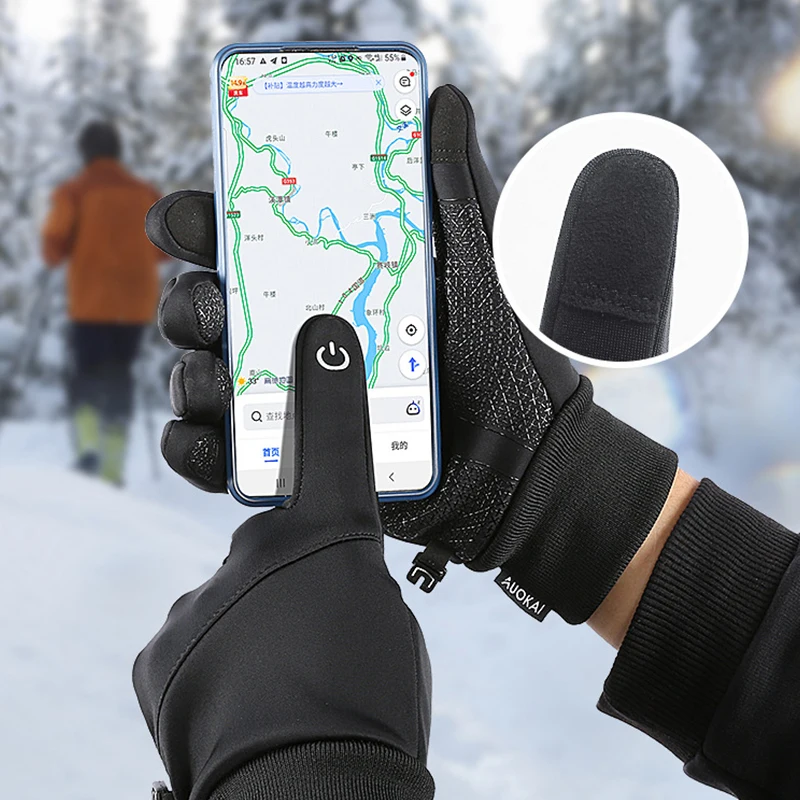 Guantes de motocicleta y bicicleta para hombre y mujer, protectores de manos para pantalla táctil, a prueba de viento, para deportes al aire libre, skateboarding, esquí, guantes cálidos para correr - imagen 4