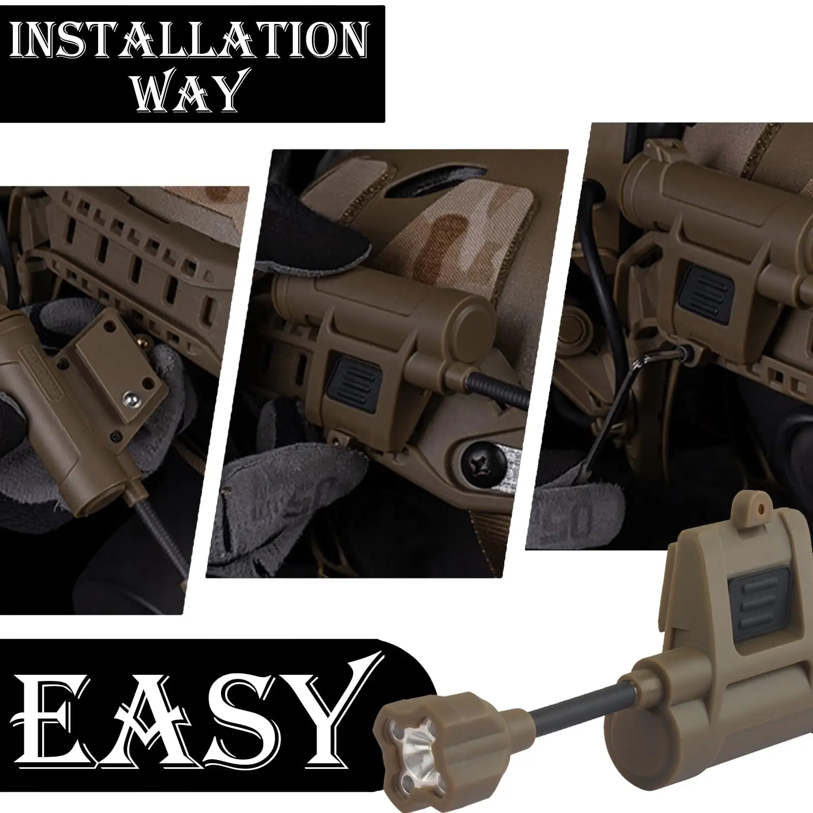 Luz táctica para casco militar con luz de señal de supervivencia IR LED MPLS luz de trabajo de bajo perfil con rieles guía de arco de cuello Flexible - imagen 4