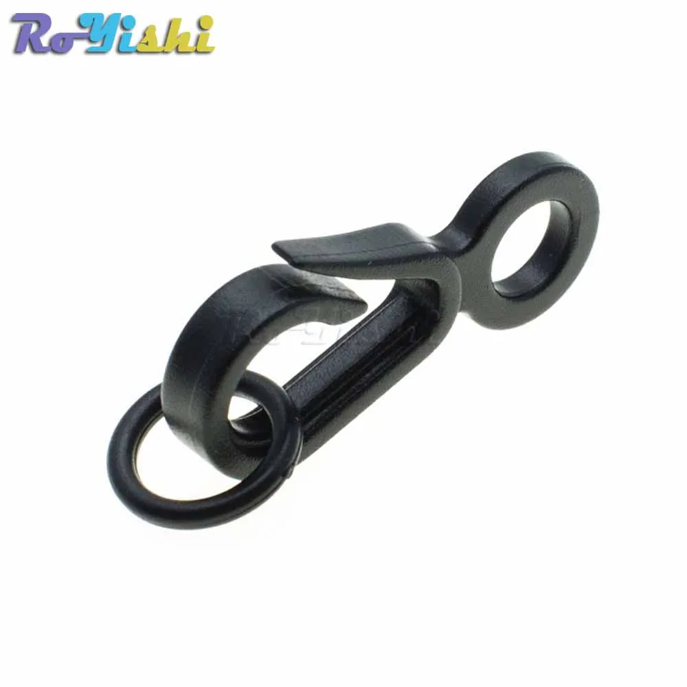 Ganchos a presión de plástico negro con anillo redondo para bolso, correas, cierre, mochila, accesorios de ropa, 10 unids/lote por paquete - imagen 4