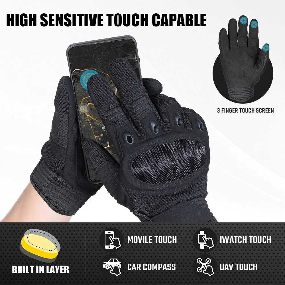 Guantes tácticos con pantalla táctil para hombre, deportes de ciclismo al aire libre, senderismo, Camping, caza, Airsoft, combate, bicicleta, carcasa dura, equipo antideslizante - imagen 5