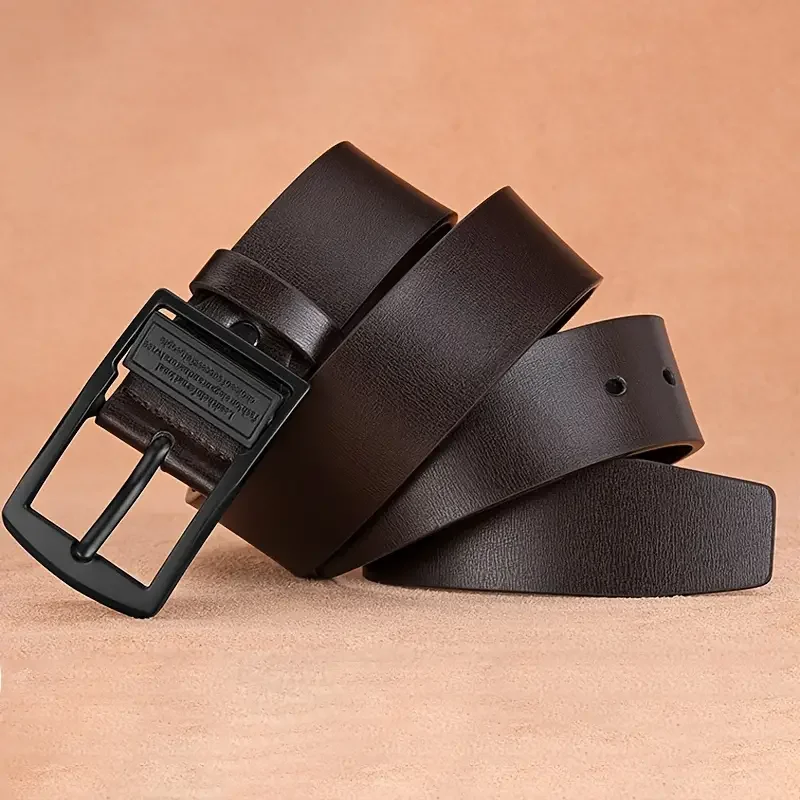 Nuevo cinturón de cuero de vaca para hombre, hebilla de Pin de aleación de Metal a la moda, pantalones vaqueros de marca de lujo para adultos, cintura informal de negocios, correa para hombre - imagen 3