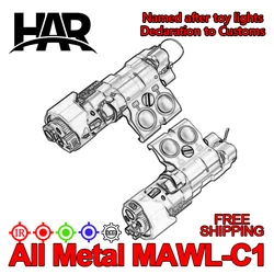 WADSN MAWL C1 Metal Rojo Verde Azul MAWL-C1 IR Luz blanca visible Mira Arma de airsoft Interruptor de presión dual 2,5 MM SF PlugSWITCH