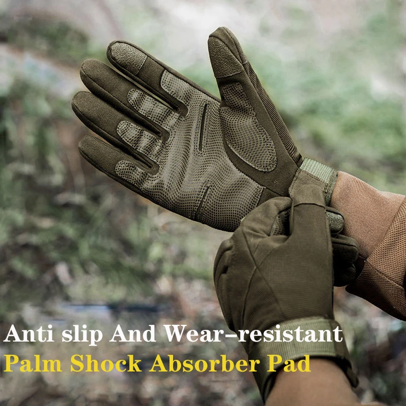 Guantes tácticos de dedo completo para hombre, manoplas militares antideslizantes para bicicleta, Airsoft, deportes al aire libre, tiro de Paintball, ciclismo - imagen 2